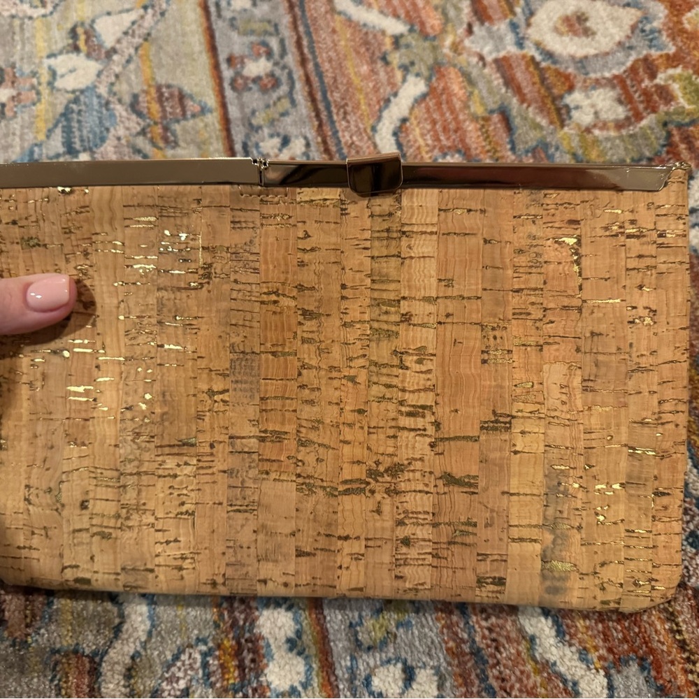 J. Crew Cork Clutch with Metallic Trim